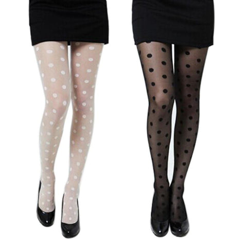 2017 Women Sexy Sheer Lace Big Dot Pantyhose Stockings Tights Dots Black White